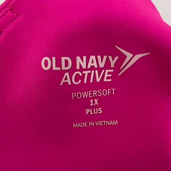 Old Navy Active Womens Cropped Tank Top Shelf Bra 1X Pink Powersoft Barbie Core - Picture 3 of 4